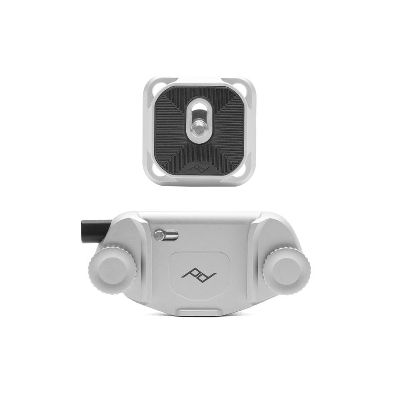 Peak Design Capture Camera Clip V3, Silver with Plate, Holds DSLR, Compact and Point and Shoot Bodies, Secure, Stable and Accessible, Attaches to Straps and Belts, Quick Release, 200 lb Capacity - Image 1